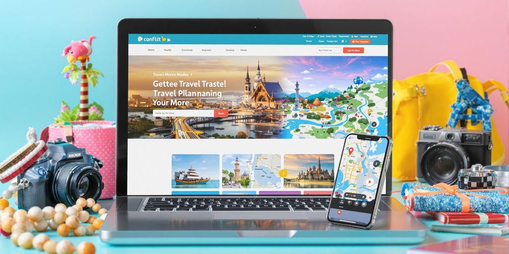 Imagem de ferramentas digitais de planejamento de viagem.