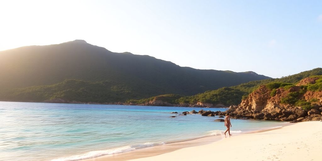 Pessoas explorando a praia serena em Curaçao.
