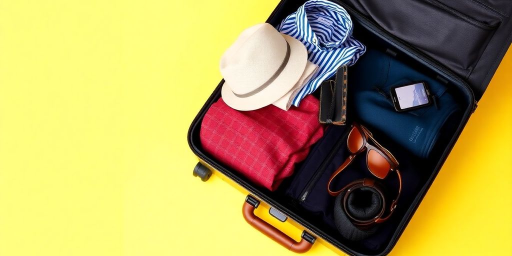Mala de viagem estilosa com roupas organizadas.