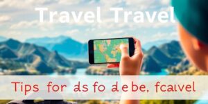 Pessoa usando smartphone em uma viagem ao ar livre.
